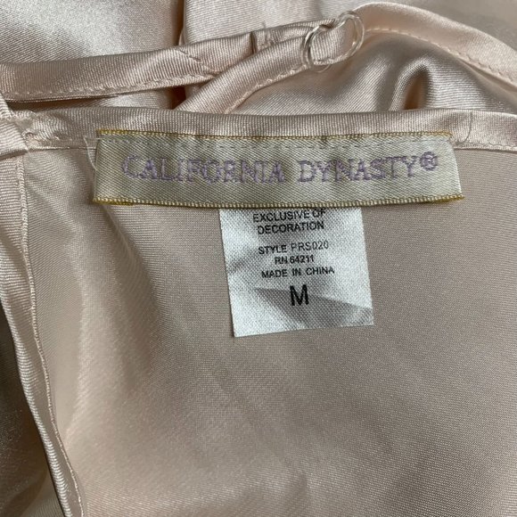 California Dynasty Sleeveless Nightgown Slip M Peach Beaded Adjustable Straps - Picture 7 of 7